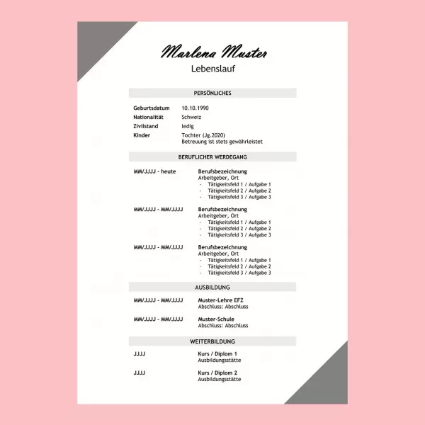 tabellarischer Lebenslauf 10