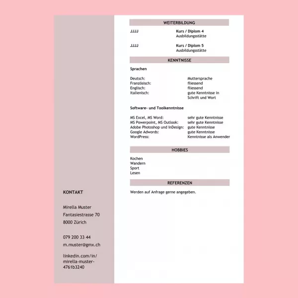 tabellarischer Lebenslauf 4