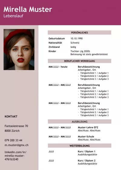 Klassischer Lebenslauf 4, Tabellarischer Lebenslauf 4, Standard-Lebenslauf 4, Lebenslauf Layout 4, Lebenslauf Design 4