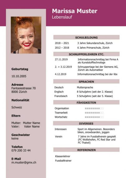 Tabellarischer Lebenslauf optimiert.