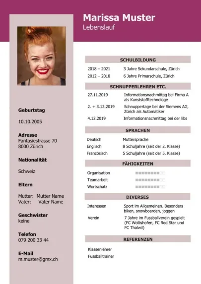 Tabellarischer Lebenslauf optimiert.